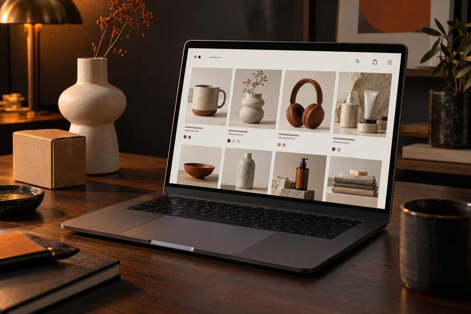 Ecommerce storefront on a laptop