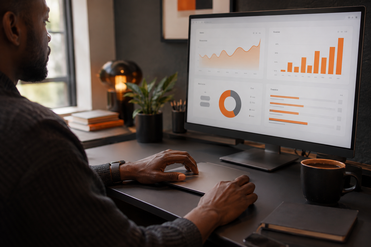 Reviewing website performance on an analytics dashboard